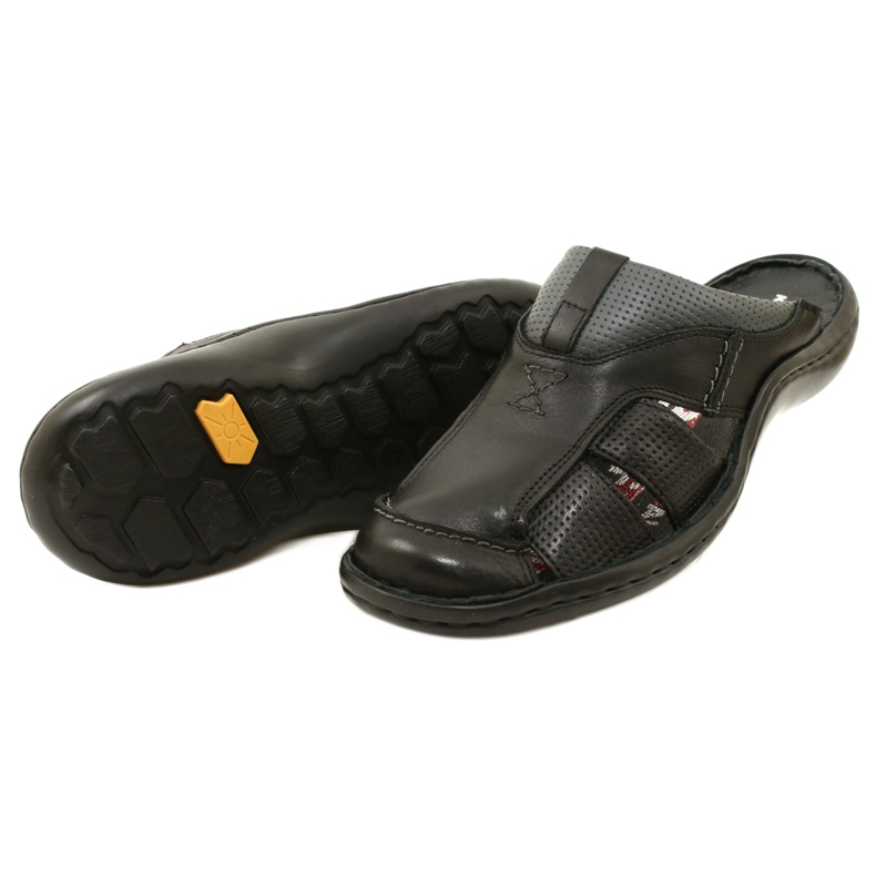 Kampol Men's leather flip-flops 224KAM black 9