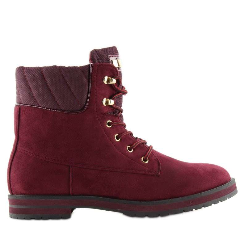 Lace-up boots, burgundy wine red 1