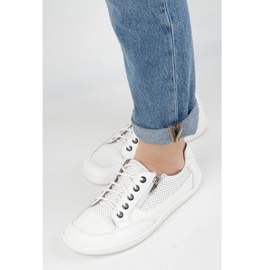 Olivier Barefoot women minimalist leather sneakers 770 perforated white 2