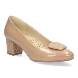 Women's leather pumps, beige Kostex 2634-L 123 1