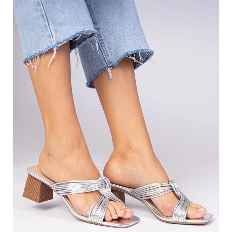 Silver elegant flip flops on the block 2