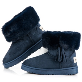 Bella Paris Mukluki with fringes navy blue 1