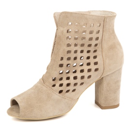 Exquisite Women's openwork suede boots on the 1554ex beige post 1
