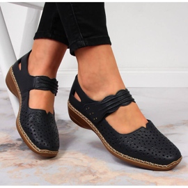 Women's leather shoes with velcro navy blue Rieker 41399-14 4