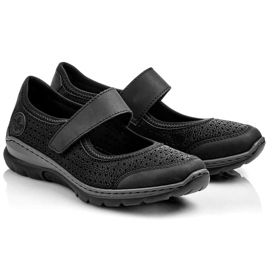 Comfortable women's openwork shoes with velcro black Rieker L32B5-00 1