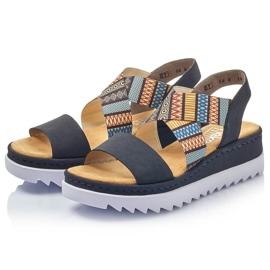 Comfortable women's wedge sandals multicolor Rieker V44G8-14 multicolored 2 Comfortable women's wedge sandals multicolor Rieker V44G8-14 multicolored 2