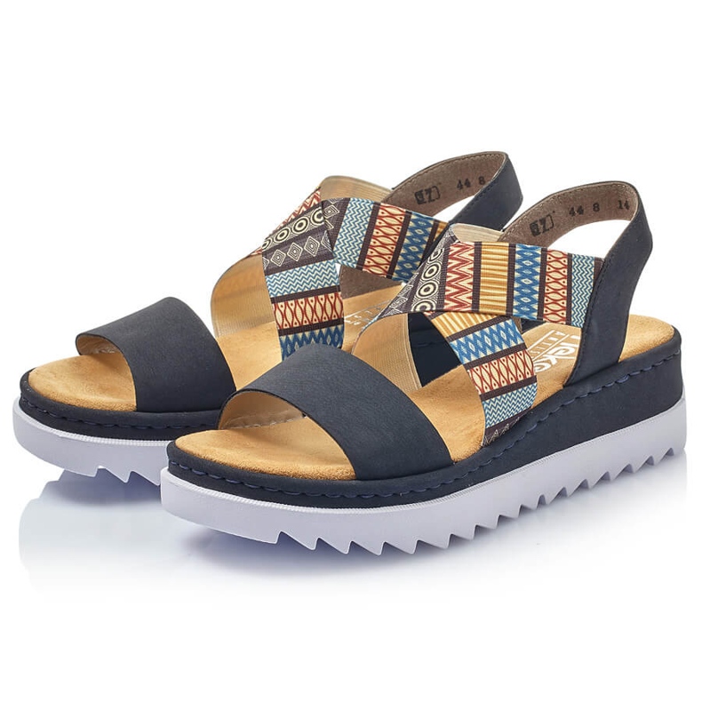 Comfortable women's wedge sandals multicolor Rieker V44G8-14 multicolored 2 Comfortable women's wedge sandals multicolor Rieker V44G8-14 multicolored 2