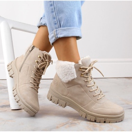 Comfortable, insulated, beige women's ankle boots by Rieker 2 Comfortable, insulated, beige women's ankle boots by Rieker 2