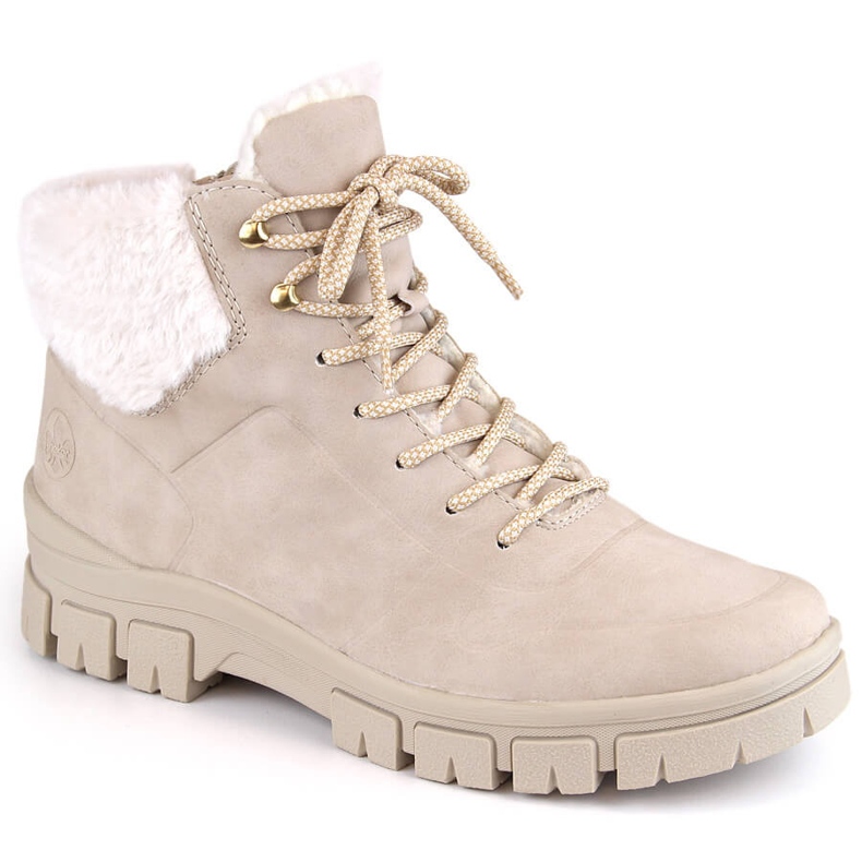 Comfortable, insulated, beige women's ankle boots by Rieker 1 Comfortable, insulated, beige women's ankle boots by Rieker 1