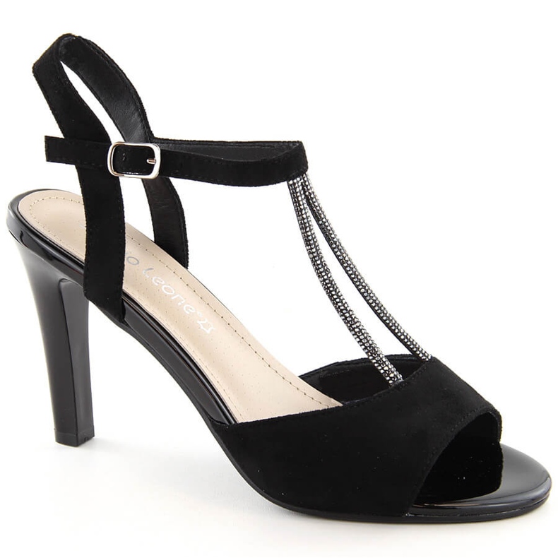Women's sandals with black suede high heels Sergio Leone SK924 1