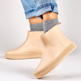 Women's matte beige Wellington boots YJ-7-2BE 1