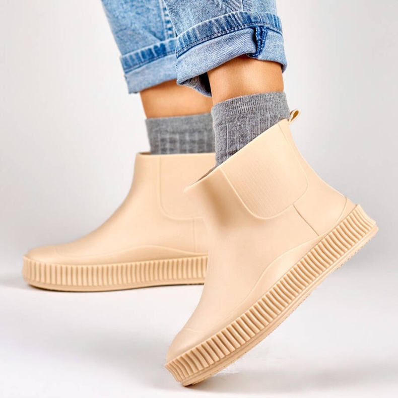 Women's matte beige Wellington boots YJ-7-2BE 1