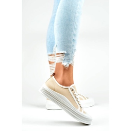 Low-top sneakers with a white sole, beige 2667BE 2
