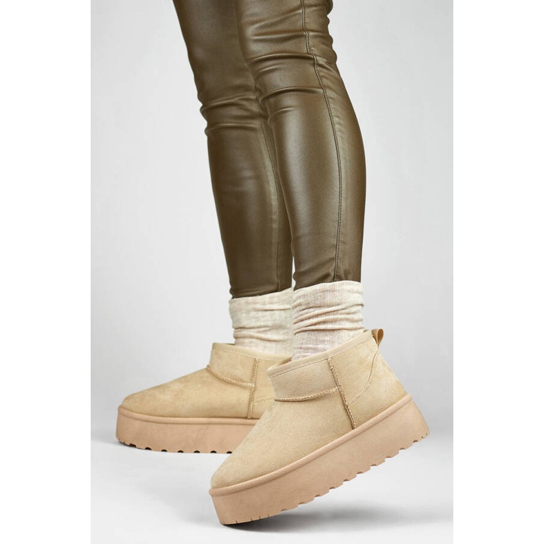 Women's platform snow boots, light beige TL242-BE 2