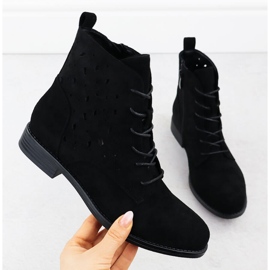 S.Barski Women's openwork boots Black suede S. Barski HY51-136 1