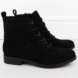S.Barski Women's openwork boots Black suede S. Barski HY51-136 2