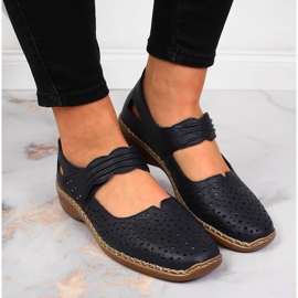 Women's leather shoes with velcro navy blue Rieker 41399-14 9
