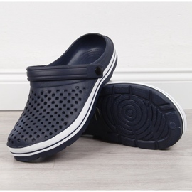 Men's navy blue foam openwork slippers NEWS 2