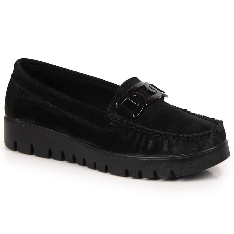 Women's black leather moccasins on the platform Filippo DP3334 1