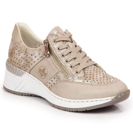 Rieker N4327-80 beige women's wedge shoes 1