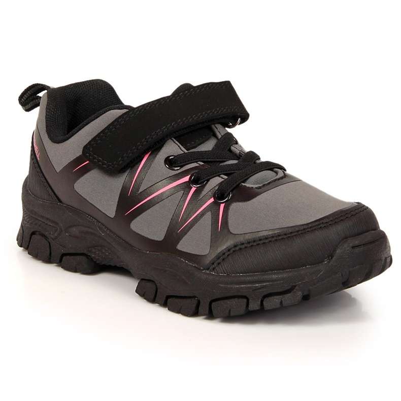 Trekking shoes for children waterproof with Velcro gray American Club black 2
