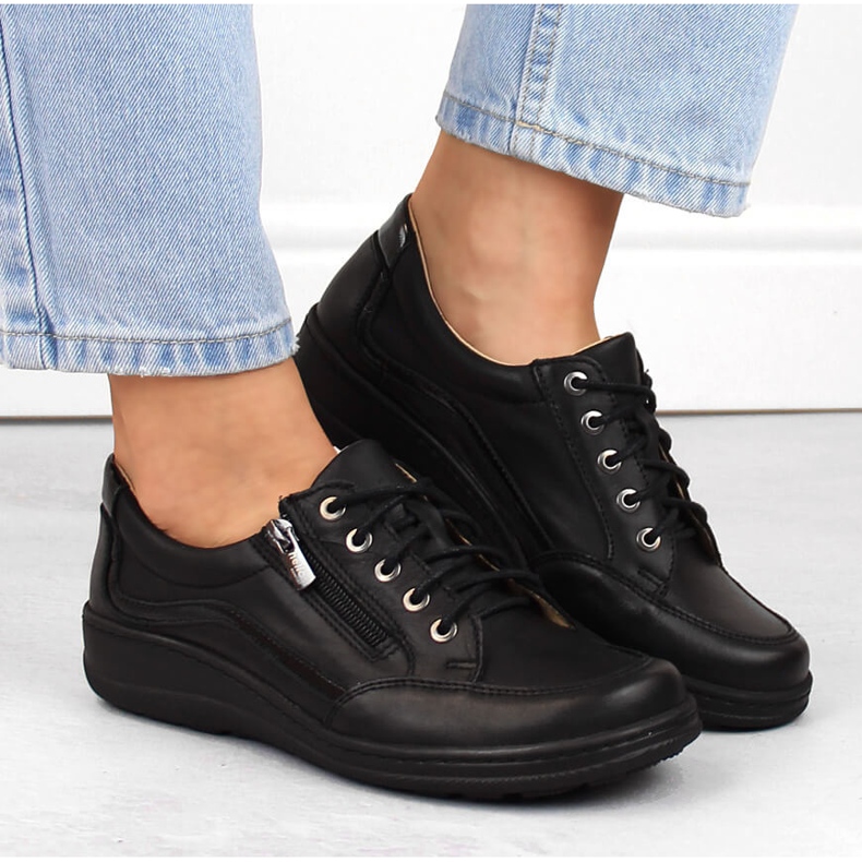 Comfortable women's shoes, black Helios 1