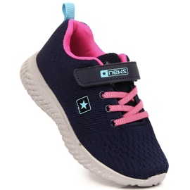 Girls' navy blue mesh sports shoes NEWS 1 Girls' navy blue mesh sports shoes NEWS 1