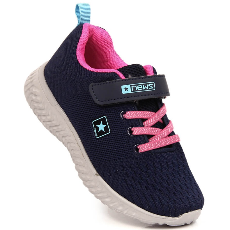 Girls' navy blue mesh sports shoes NEWS 1