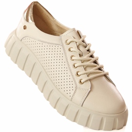 Beige leather women's sports shoes Filippo DP4535 1