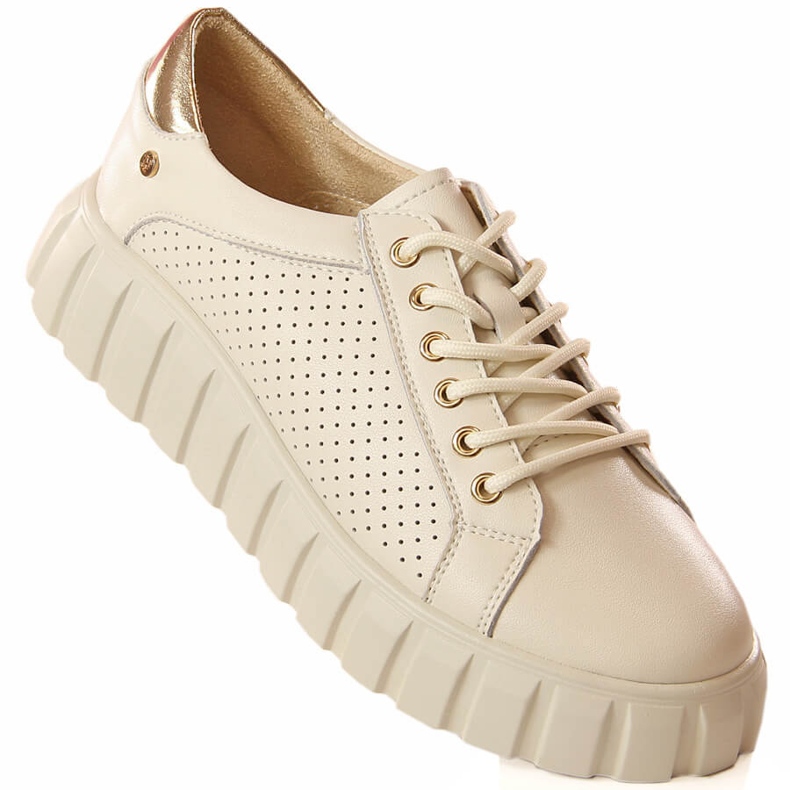 Beige leather women's sports shoes Filippo DP4535 1 Beige leather women's sports shoes Filippo DP4535 1