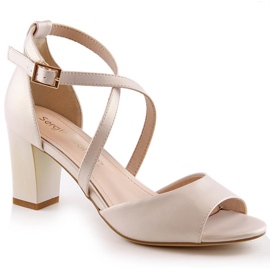 Women's beige pearl sandals on the post Sergio Leone SK862 1