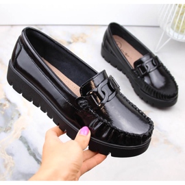 Black patent leather women's loafers on the platform Filippo DP3334 2