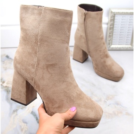 Beige suede women's ankle boots Jezzi RMR2288-2 1