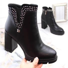 Women's high-heeled ankle boots with insulated black rivets, Filippo DBT4838 2