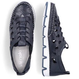 Women's leather openwork slip-on shoes, navy blue Rieker 49956-14 21