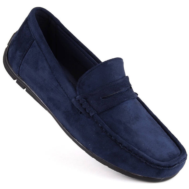 News Suede shoes, men's slip-on moccasins, navy blue Unisoft 7710 1