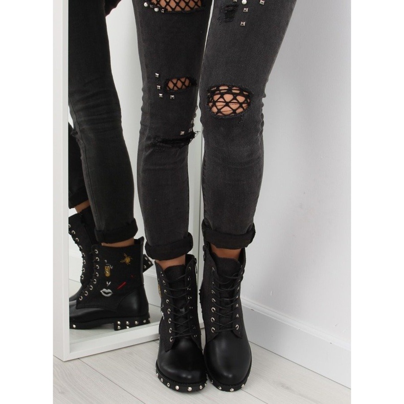 Black boots with a felt uppers 1