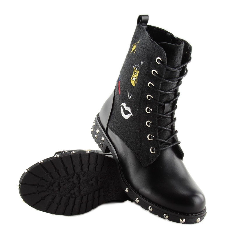 Black boots with a felt uppers 2