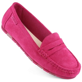 Comfortable women's suede moccasins fuchsia Big Star NN274934 pink 1