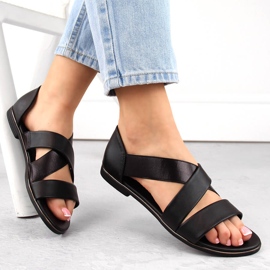 Women's slip-on sandals with elastic band, black Jezzi 3882 2