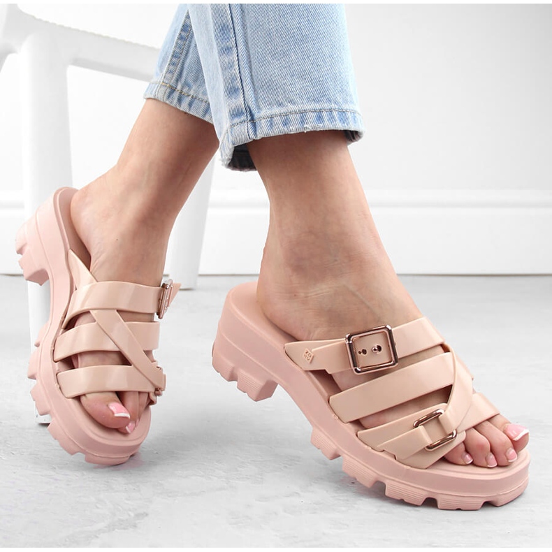 Comfortable women's scented slippers with nude heels Zaxy NN285044 pink 2