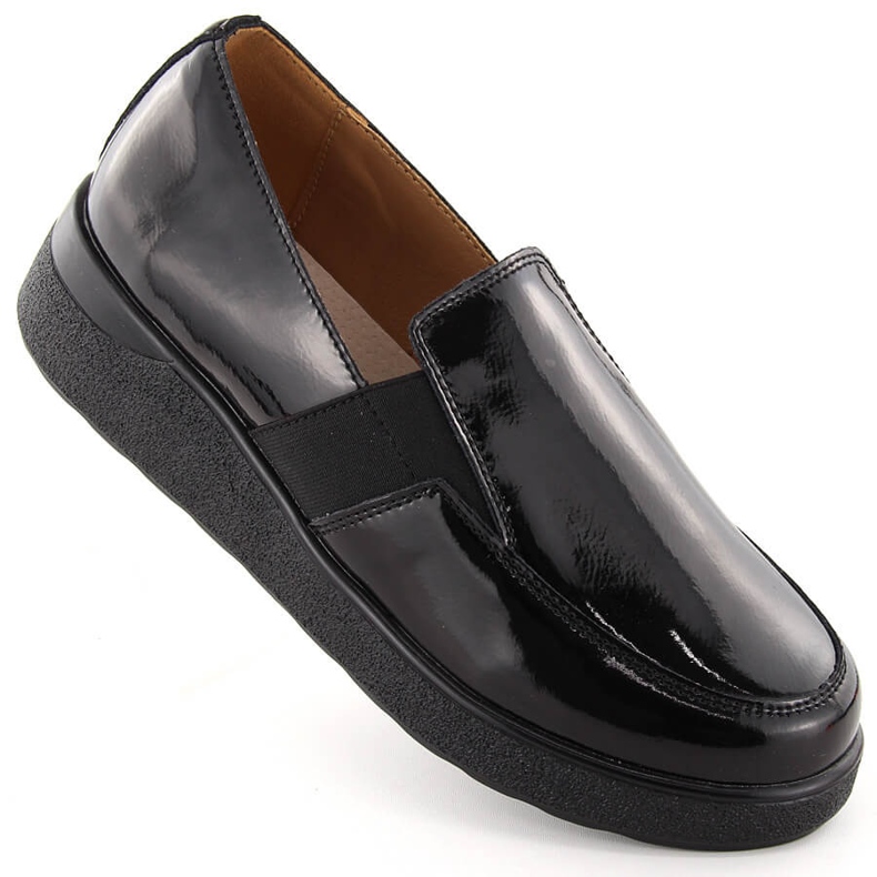 Patent leather women's slip-on shoes black T.Sokolski J24-440 1