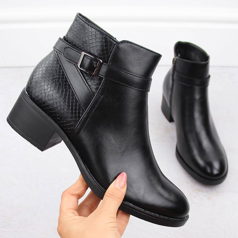 Women's ankle boots with heels, insulated, black, Potocki 12280 1