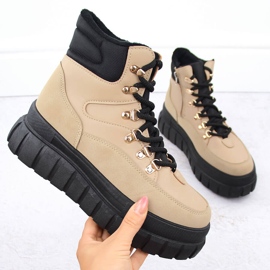 Women's boots on a thick platform beige News 7928 1