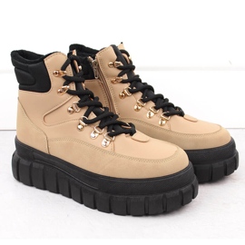Women's boots on a thick platform beige News 7928 2