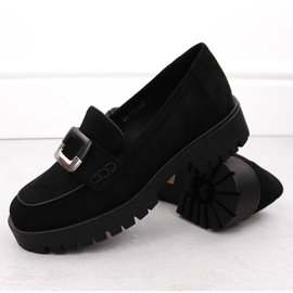 Women's moccasin half-shoes with decoration suede black Potocki 12420 2 Women's moccasin half-shoes with decoration suede black Potocki 12420 2