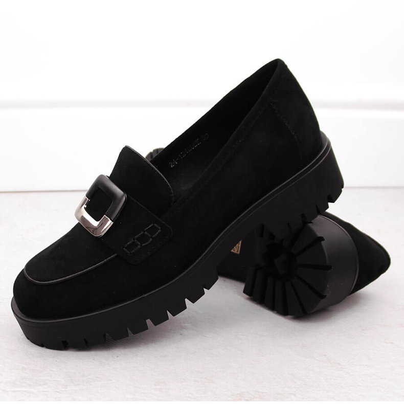Women's moccasin half-shoes with decoration suede black Potocki 12420 2 Women's moccasin half-shoes with decoration suede black Potocki 12420 2