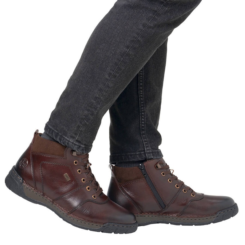 Leather waterproof ankle boots, insulated men's shoes, brown Rieker B0308-25 1 Leather waterproof ankle boots, insulated men's shoes, brown Rieker B0308-25 1