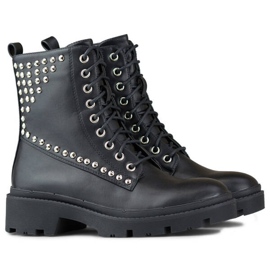 Women's rock boots with rivets, black CH2320B 2