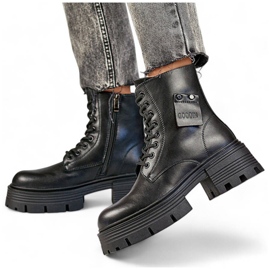 Women's leather workers on the platform, black GD-TL56B 1